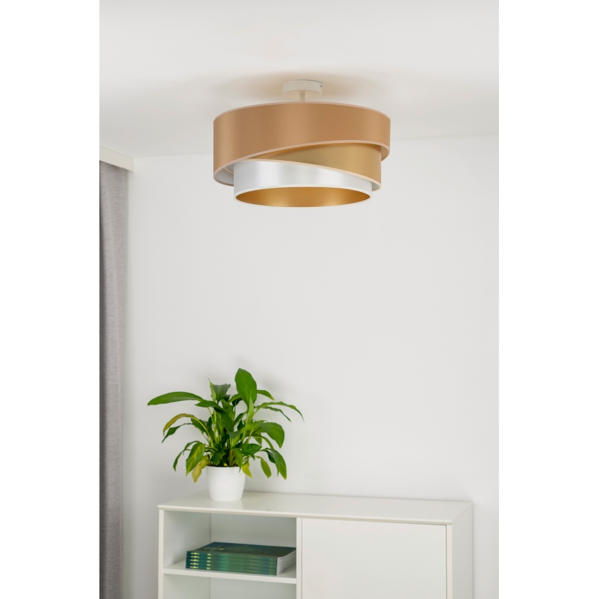 Duolla - Żyrandol natynkowy KOBO 1xE27/15W/230V śr. 45 cm miedź/złoty/biały