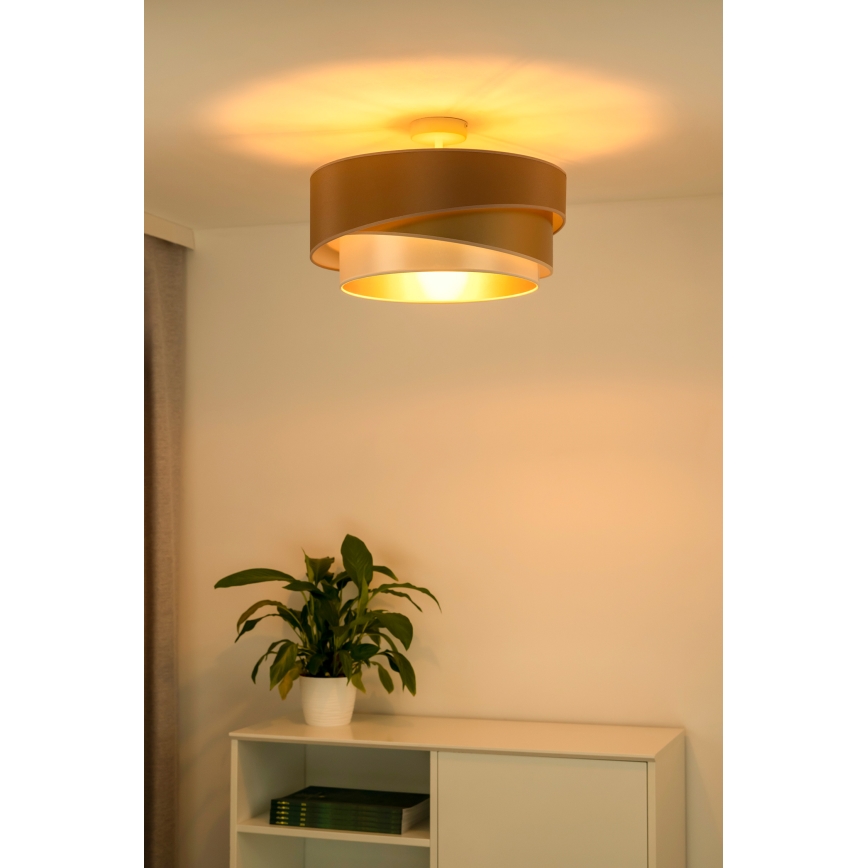 Duolla - Żyrandol natynkowy KOBO 1xE27/15W/230V śr. 45 cm miedź/złoty/biały
