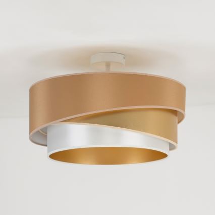 Duolla - Żyrandol natynkowy KOBO 1xE27/15W/230V śr. 45 cm miedź/złoty/biały