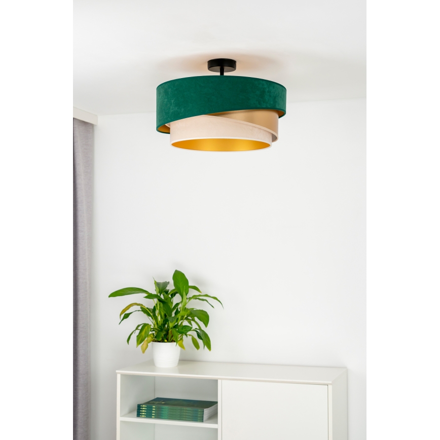 Duolla - Żyrandol natynkowy KOBO 1xE27/15W/230V śr. 45 cm zielony/złoty/kremowy