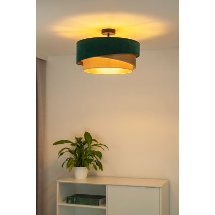 Duolla - Żyrandol natynkowy KOBO 1xE27/15W/230V śr. 45 cm zielony/złoty/kremowy