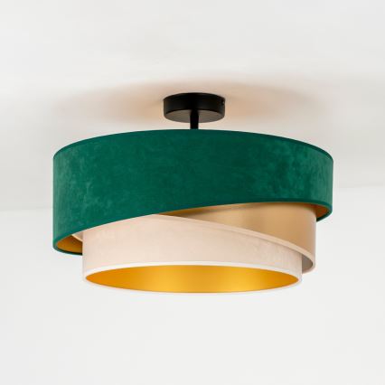 Duolla - Żyrandol natynkowy KOBO 1xE27/15W/230V śr. 45 cm zielony/złoty/kremowy