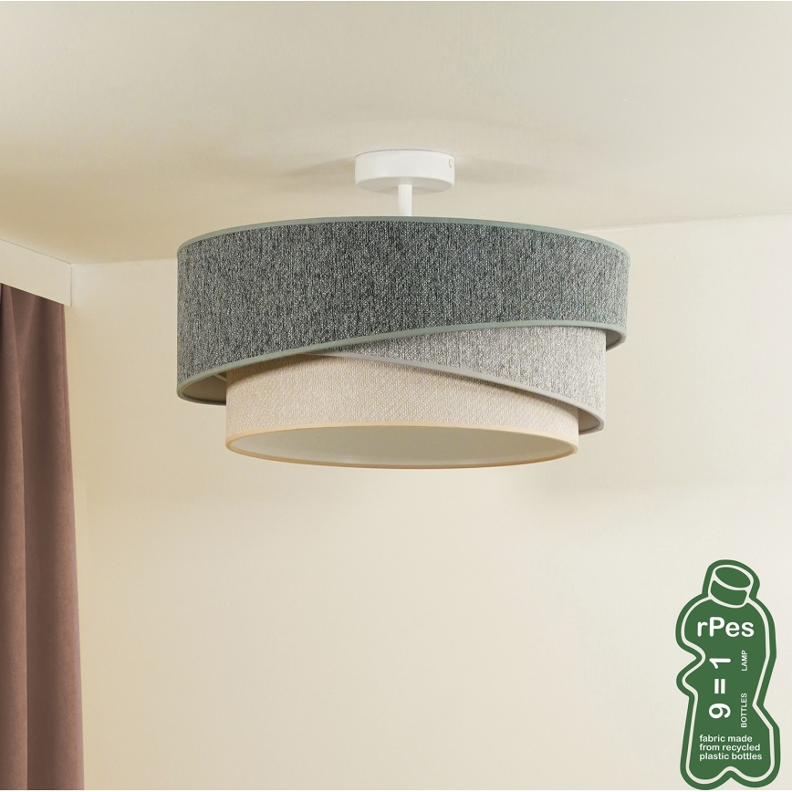 Duolla - Żyrandol natynkowy KOBO ECO RECYCLING 1xE27/15W/230V śr. 45 cm zielony/szary/kremowy