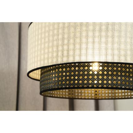 Duolla - Żyrandol natynkowy RATTAN YUTE 1xE27/15W/230V śr. 45 cm kremowy/czarny