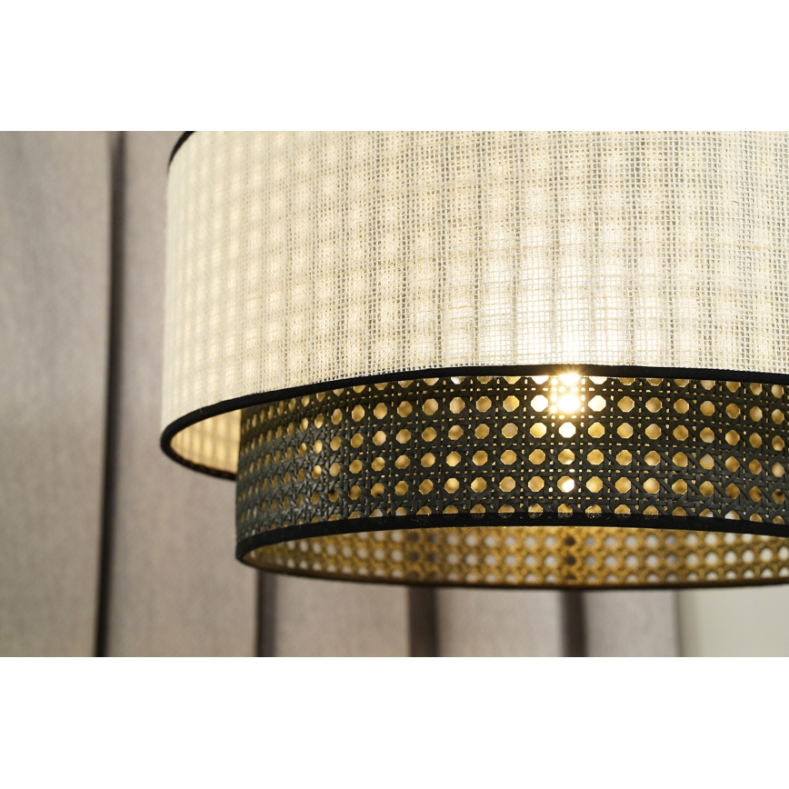 Duolla - Żyrandol natynkowy RATTAN YUTE 1xE27/15W/230V śr. 45 cm kremowy/czarny