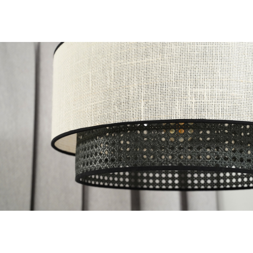 Duolla - Żyrandol natynkowy RATTAN YUTE 1xE27/15W/230V śr. 45 cm kremowy/czarny