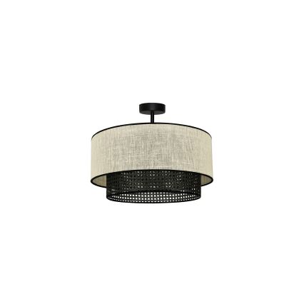 Duolla - Żyrandol natynkowy RATTAN YUTE 1xE27/15W/230V śr. 45 cm kremowy/czarny