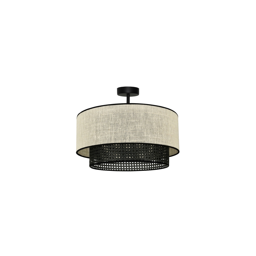 Duolla - Żyrandol natynkowy RATTAN YUTE 1xE27/15W/230V śr. 45 cm kremowy/czarny