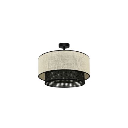 Duolla - Żyrandol natynkowy RATTAN YUTE 1xE27/15W/230V śr. 45 cm kremowy/czarny