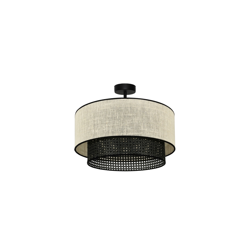 Duolla - Żyrandol natynkowy RATTAN YUTE 1xE27/15W/230V śr. 45 cm kremowy/czarny