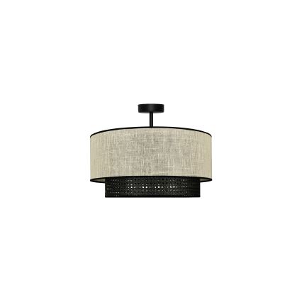 Duolla - Żyrandol natynkowy RATTAN YUTE 1xE27/15W/230V śr. 45 cm kremowy/czarny