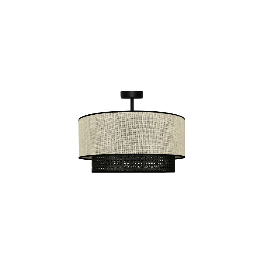 Duolla - Żyrandol natynkowy RATTAN YUTE 1xE27/15W/230V śr. 45 cm kremowy/czarny