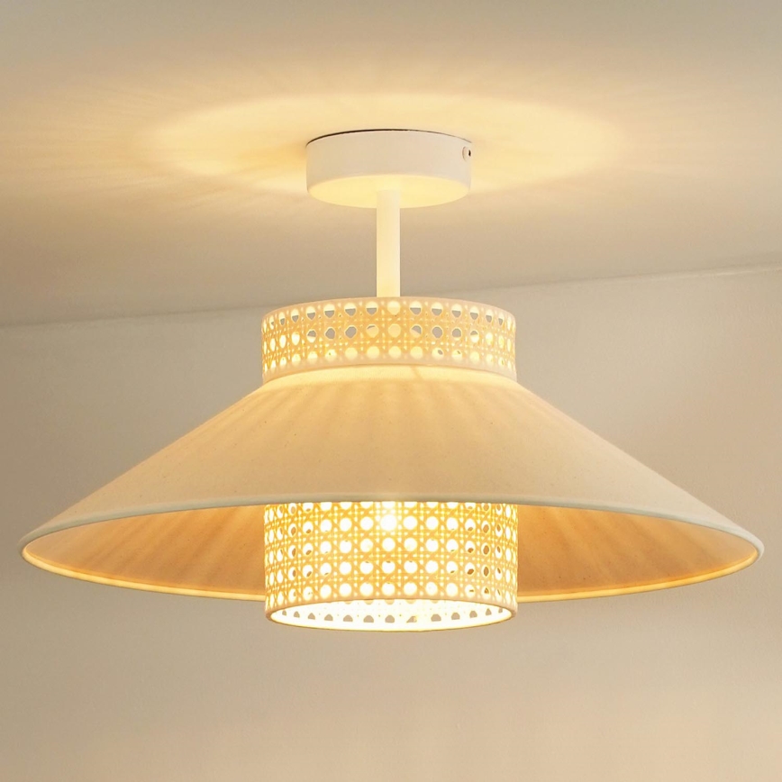 Duolla - Żyrandol natynkowy RIO RATTAN 1xE27/15W/230V śr. 45 cm beżowy/rattan