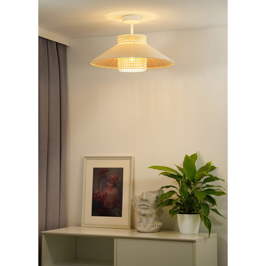 Duolla - Żyrandol natynkowy RIO RATTAN 1xE27/15W/230V śr. 45 cm beżowy/rattan