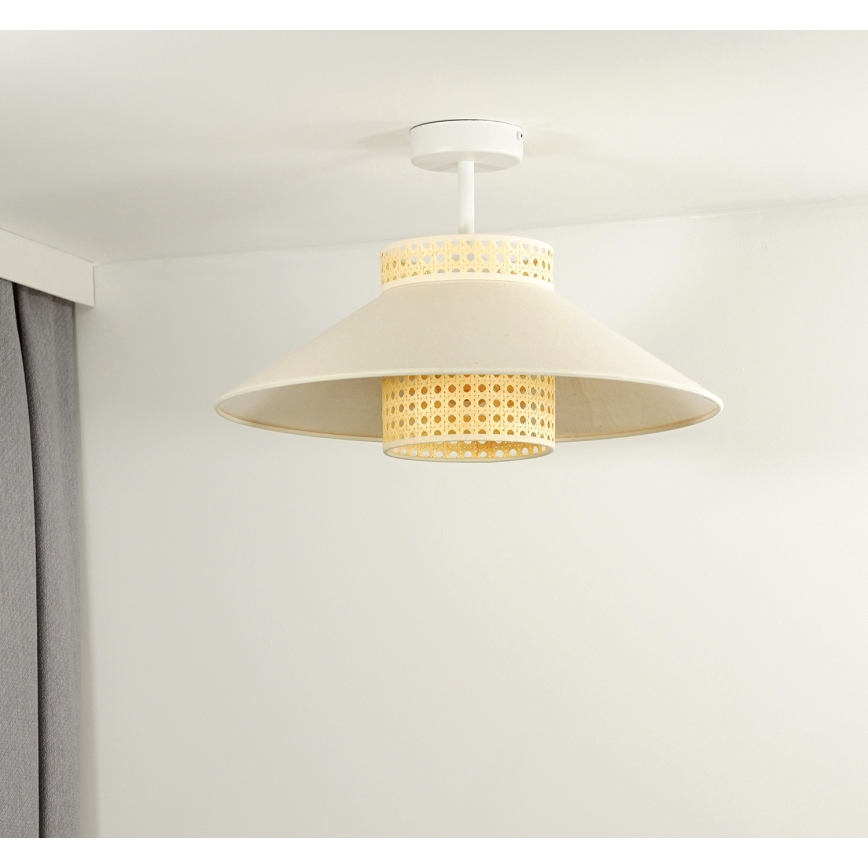 Duolla - Żyrandol natynkowy RIO RATTAN 1xE27/15W/230V śr. 45 cm beżowy/rattan
