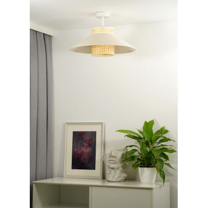 Duolla - Żyrandol natynkowy RIO RATTAN 1xE27/15W/230V śr. 45 cm beżowy/rattan