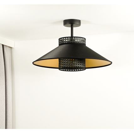 Duolla - Żyrandol natynkowy RIO RATTAN 1xE27/15W/230V śr. 45 cm czarny/złoty