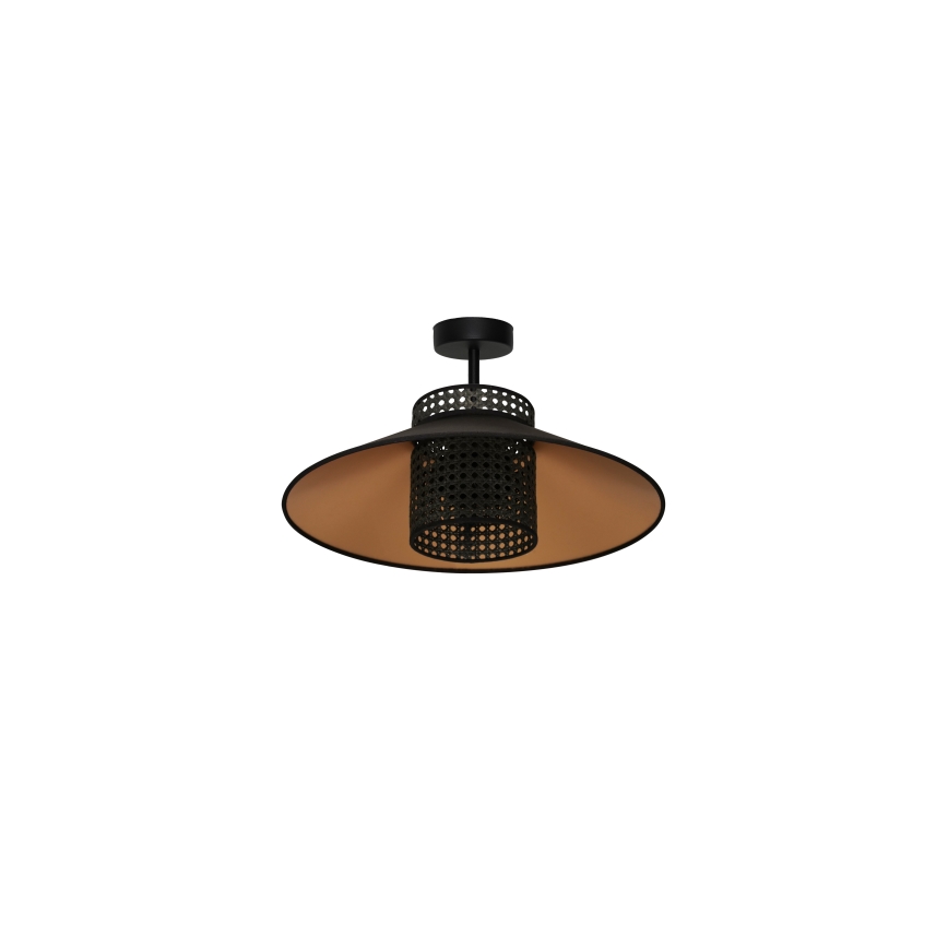Duolla - Żyrandol natynkowy RIO RATTAN 1xE27/15W/230V śr. 45 cm czarny/złoty