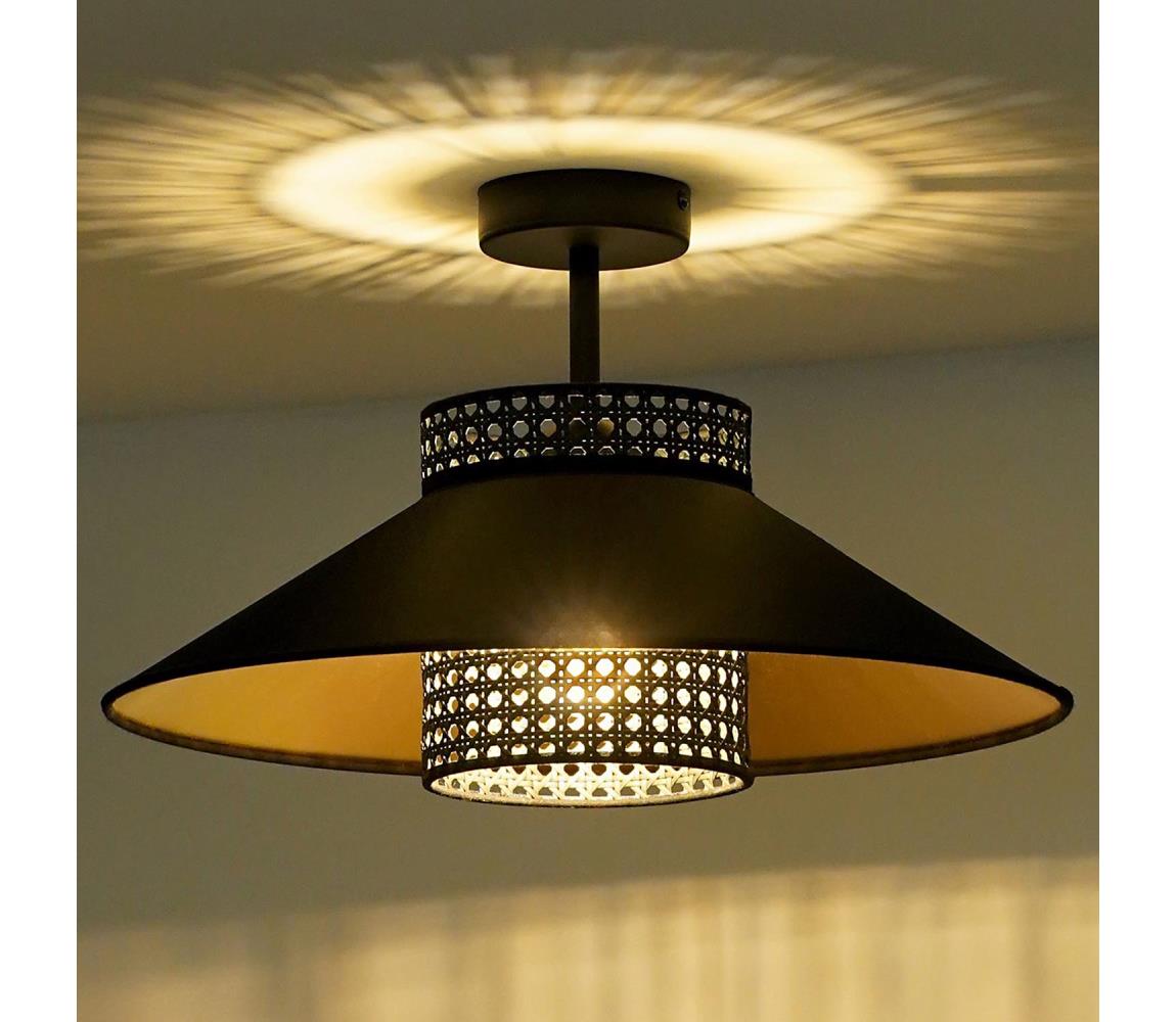 - Żyrandol natynkowy RIO RATTAN 1xE27/15W/230V śr. 45 cm czarny/złoty
