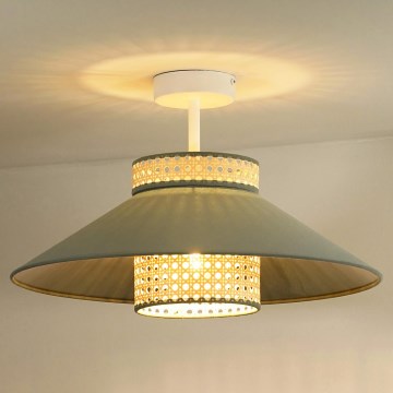 Duolla - Żyrandol natynkowy RIO RATTAN 1xE27/15W/230V śr. 45 cm zielony/rattan
