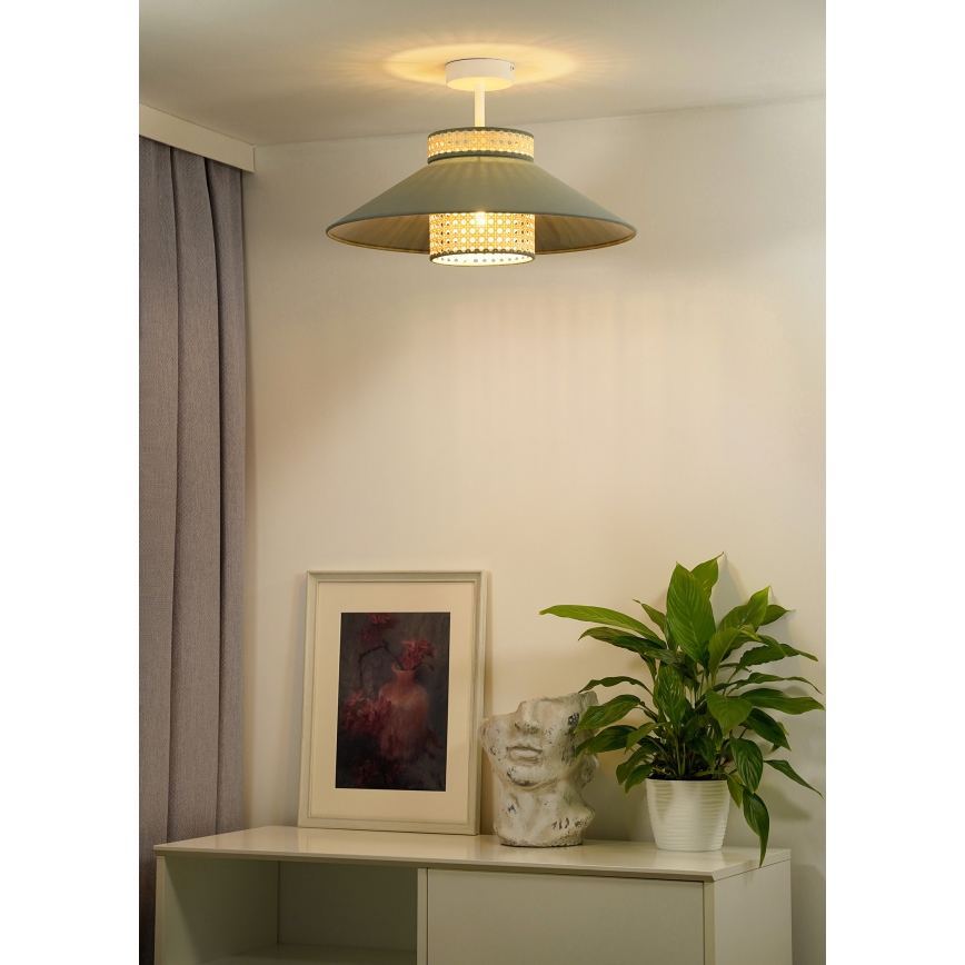 Duolla - Żyrandol natynkowy RIO RATTAN 1xE27/15W/230V śr. 45 cm zielony/rattan
