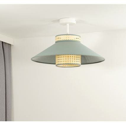Duolla - Żyrandol natynkowy RIO RATTAN 1xE27/15W/230V śr. 45 cm zielony/rattan