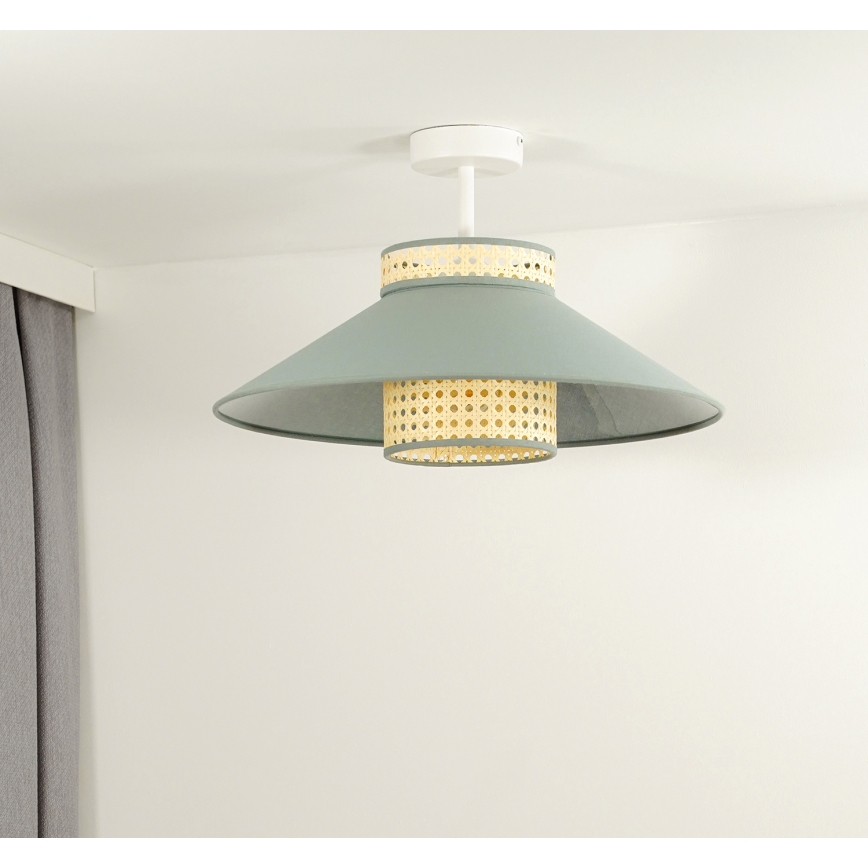 Duolla - Żyrandol natynkowy RIO RATTAN 1xE27/15W/230V śr. 45 cm zielony/rattan