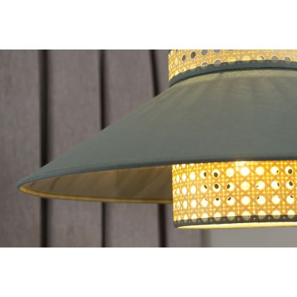 Duolla - Żyrandol natynkowy RIO RATTAN 1xE27/15W/230V śr. 45 cm zielony/rattan