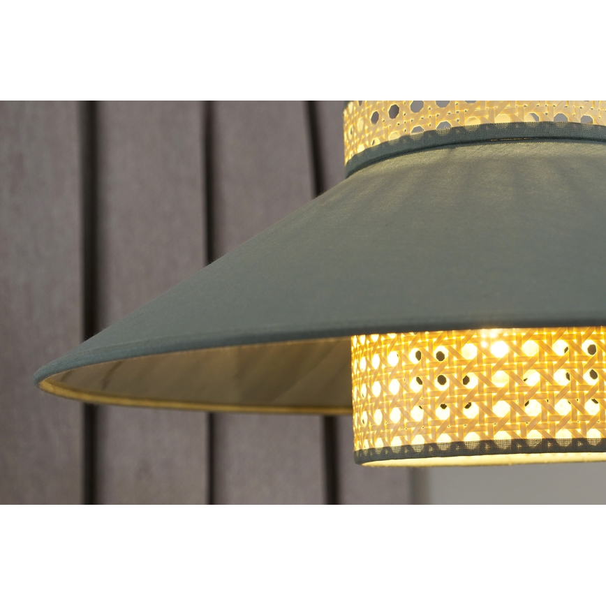 Duolla - Żyrandol natynkowy RIO RATTAN 1xE27/15W/230V śr. 45 cm zielony/rattan