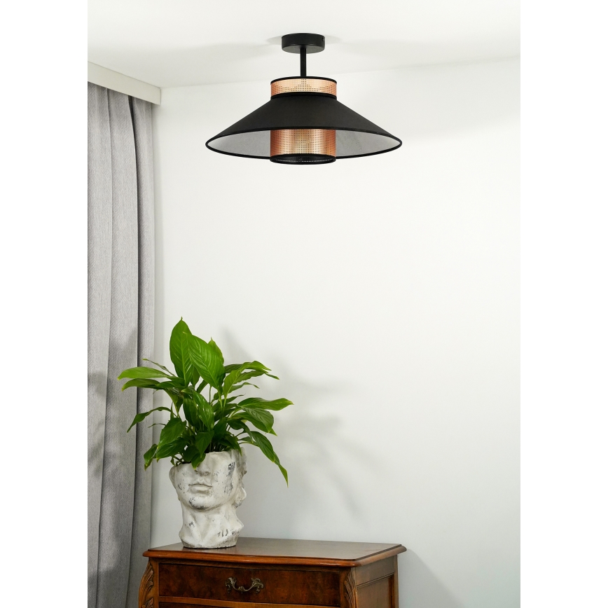 Duolla - Żyrandol natynkowy RIO SHINY 1xE27/15W/230V śr. 45 cm czarny/miedziany