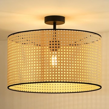 Duolla - Żyrandol natynkowy ROLLER RATTAN 1xE27/15W/230V śr. 45 cm beżowy/czarny