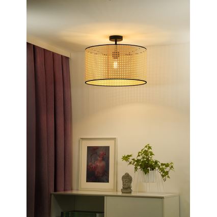 Duolla - Żyrandol natynkowy ROLLER RATTAN 1xE27/15W/230V śr. 45 cm beżowy/czarny