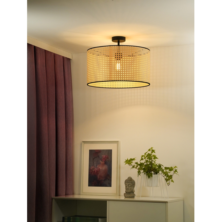 Duolla - Żyrandol natynkowy ROLLER RATTAN 1xE27/15W/230V śr. 45 cm beżowy/czarny