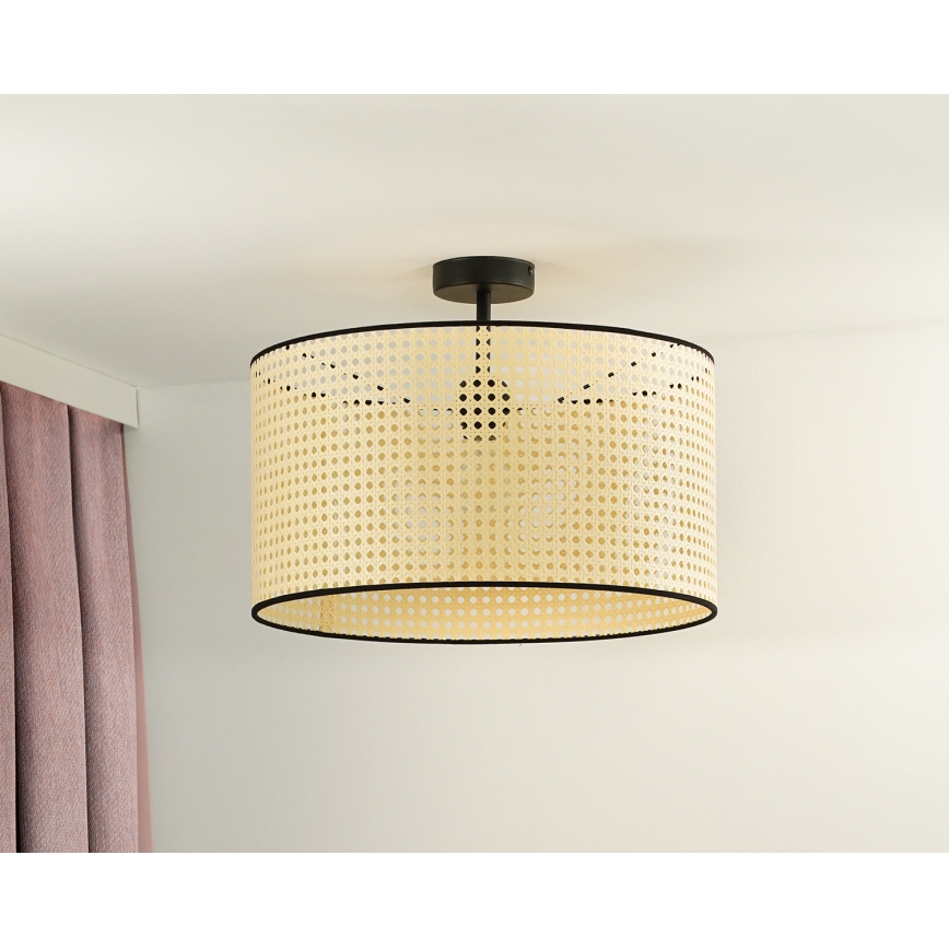 Duolla - Żyrandol natynkowy ROLLER RATTAN 1xE27/15W/230V śr. 45 cm beżowy/czarny