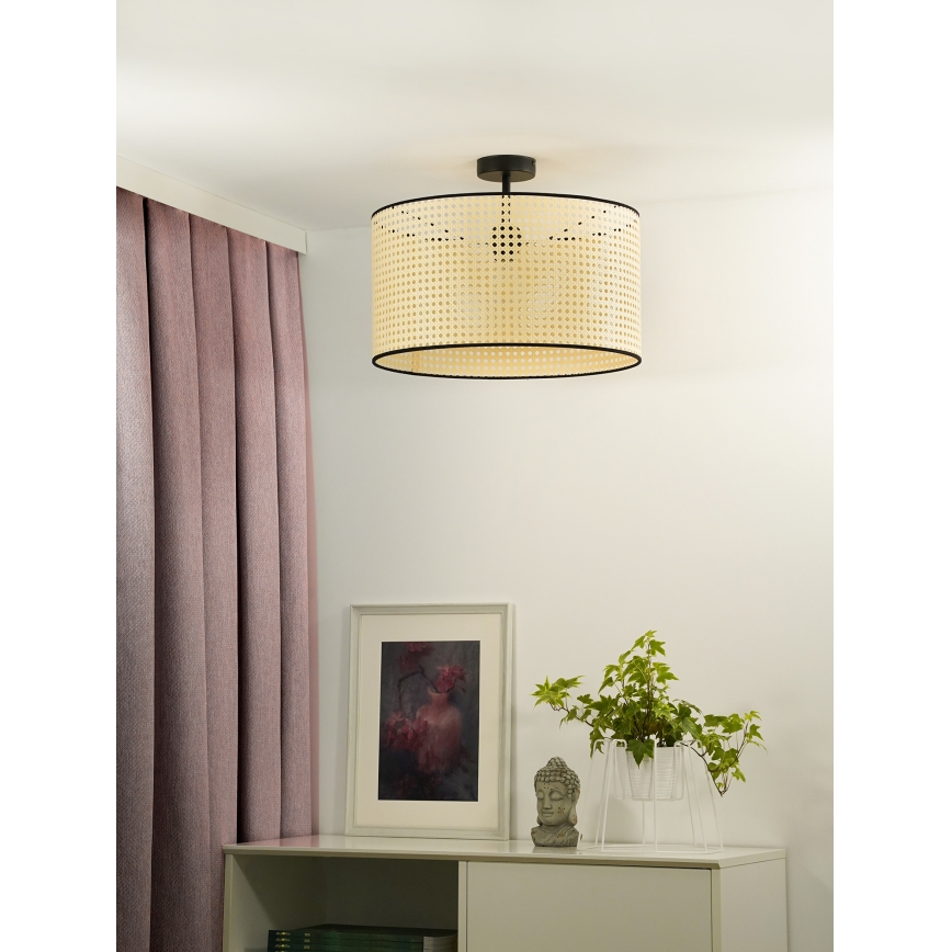 Duolla - Żyrandol natynkowy ROLLER RATTAN 1xE27/15W/230V śr. 45 cm beżowy/czarny