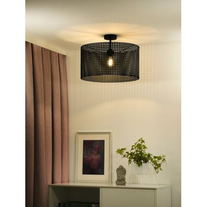 Duolla - Żyrandol natynkowy ROLLER RATTAN 1xE27/15W/230V śr. 45 cm czarny