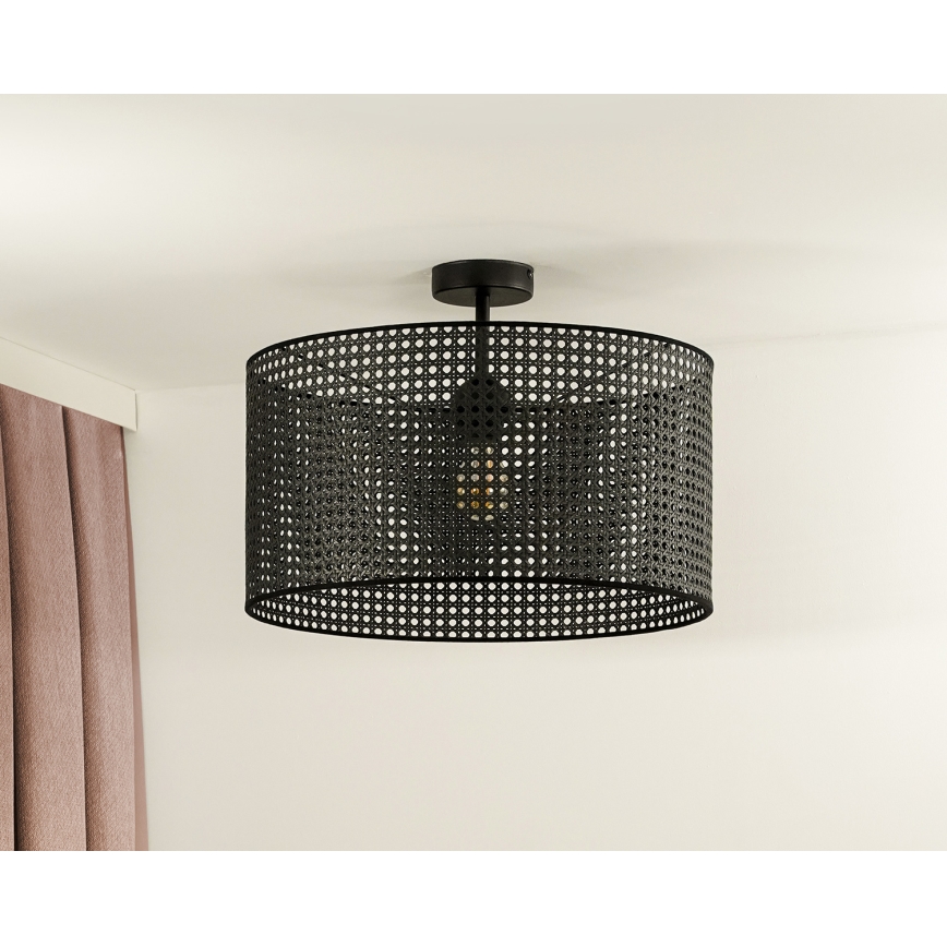 Duolla - Żyrandol natynkowy ROLLER RATTAN 1xE27/15W/230V śr. 45 cm czarny