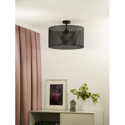 Duolla - Żyrandol natynkowy ROLLER RATTAN 1xE27/15W/230V śr. 45 cm czarny