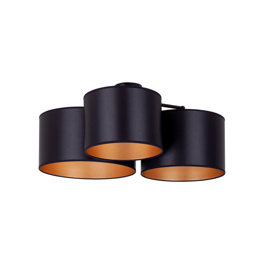 Duolla - Żyrandol natynkowy ROLLER TRIO SHINY 3xE27/15W/230V czarny/złoty
