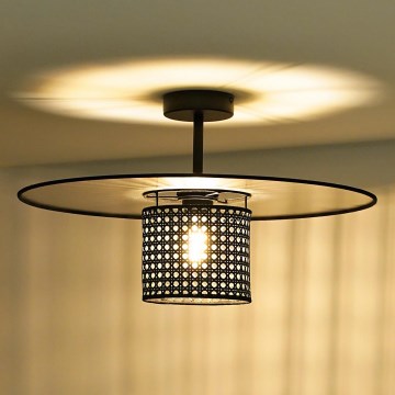 Duolla - Żyrandol natynkowy TOKYO RATTAN 1xE27/15W/230V śr. 50 cm czarny/srebrny