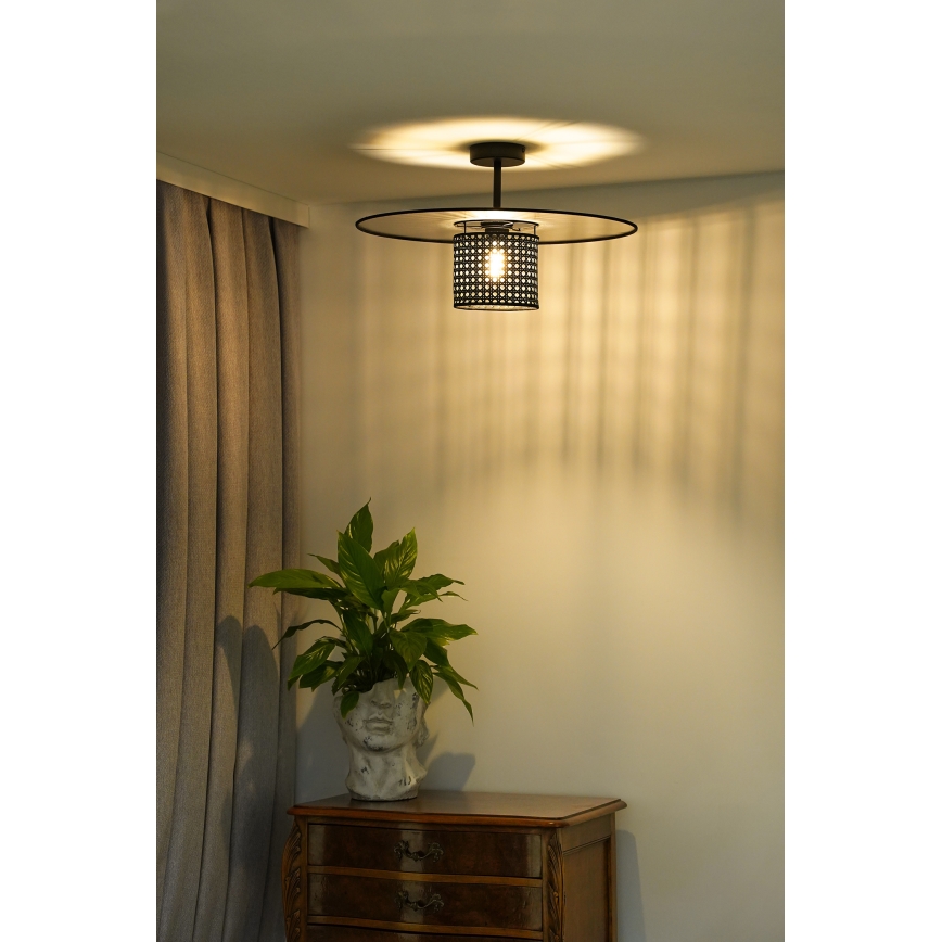 Duolla - Żyrandol natynkowy TOKYO RATTAN 1xE27/15W/230V śr. 50 cm czarny/srebrny