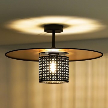 Duolla - Żyrandol natynkowy TOKYO RATTAN 1xE27/15W/230V śr. 50 cm złoty/czarny