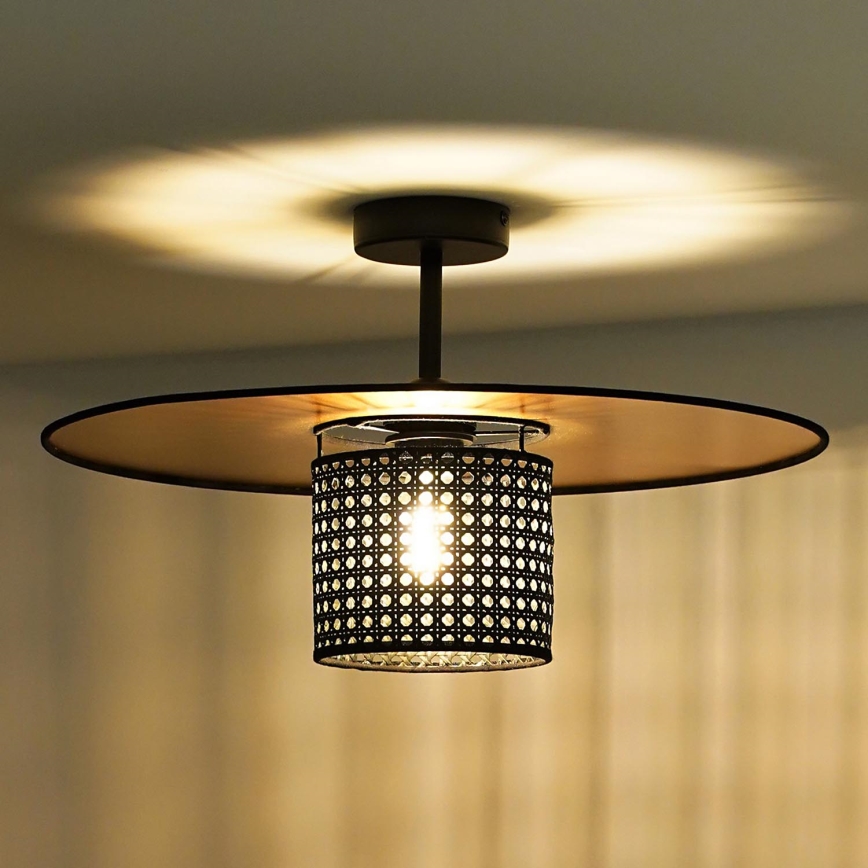 Duolla - Żyrandol natynkowy TOKYO RATTAN 1xE27/15W/230V śr. 50 cm złoty/czarny