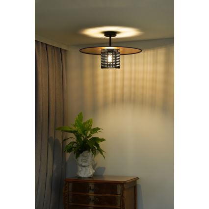 Duolla - Żyrandol natynkowy TOKYO RATTAN 1xE27/15W/230V śr. 50 cm złoty/czarny