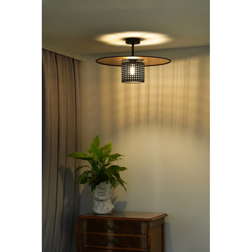 Duolla - Żyrandol natynkowy TOKYO RATTAN 1xE27/15W/230V śr. 50 cm złoty/czarny