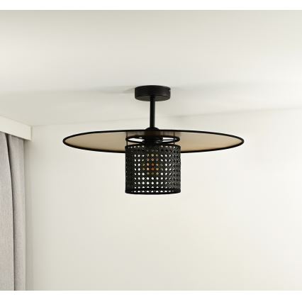 Duolla - Żyrandol natynkowy TOKYO RATTAN 1xE27/15W/230V śr. 50 cm złoty/czarny