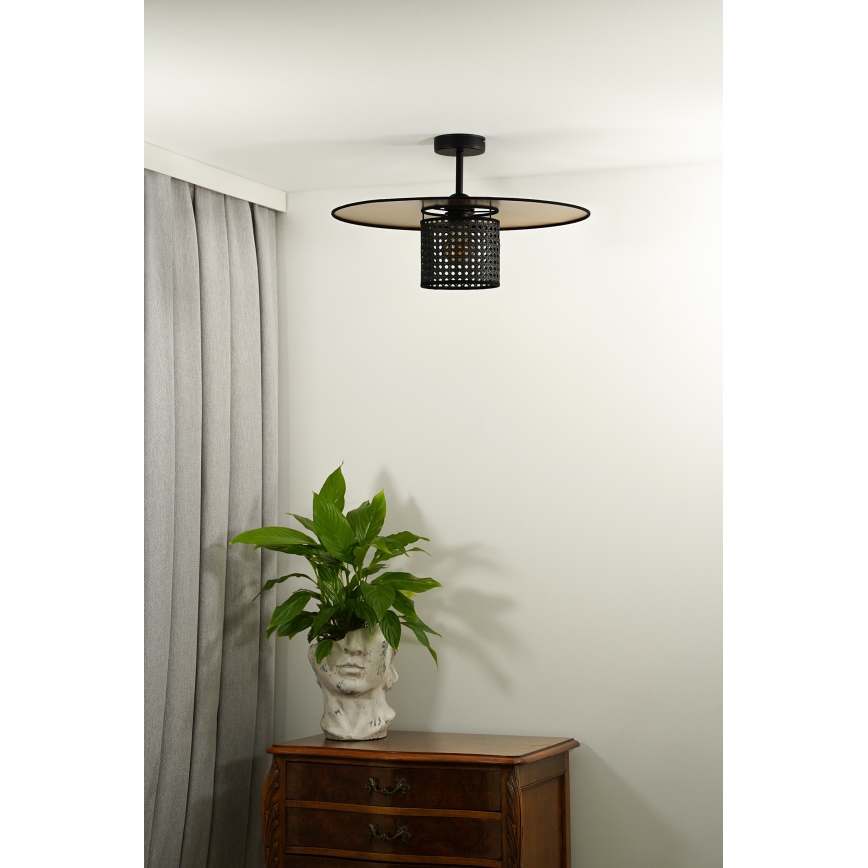 Duolla - Żyrandol natynkowy TOKYO RATTAN 1xE27/15W/230V śr. 50 cm złoty/czarny