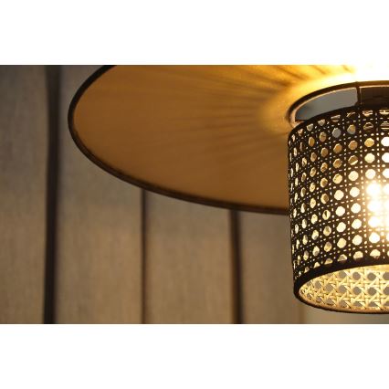 Duolla - Żyrandol natynkowy TOKYO RATTAN 1xE27/15W/230V śr. 50 cm złoty/czarny