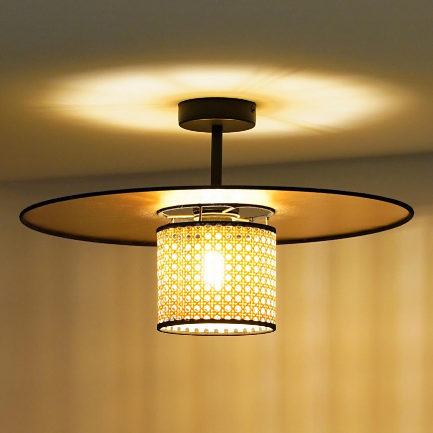 Duolla - Żyrandol natynkowy TOKYO RATTAN 1xE27/15W/230V śr. 50 cm złoty/rattan