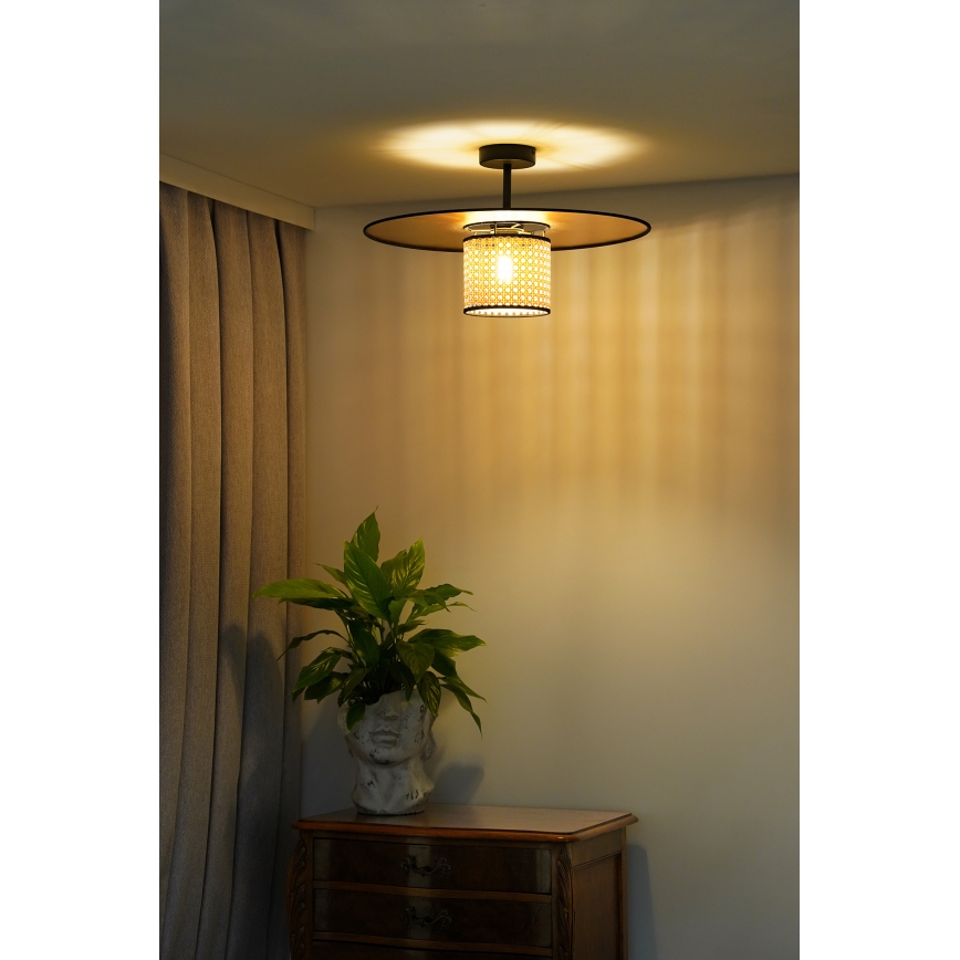 Duolla - Żyrandol natynkowy TOKYO RATTAN 1xE27/15W/230V śr. 50 cm złoty/rattan